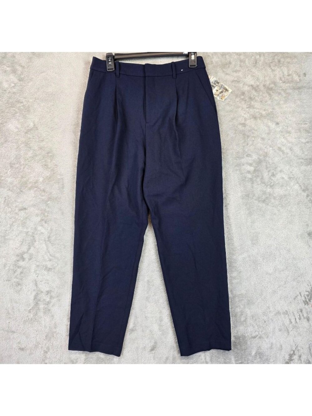 Uniqlo Dress Pants Womens M Blue Microfiber Pleated High Rise Tapered Office